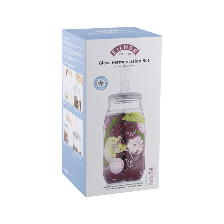 Kilner glass fermentation set packaging on a white background