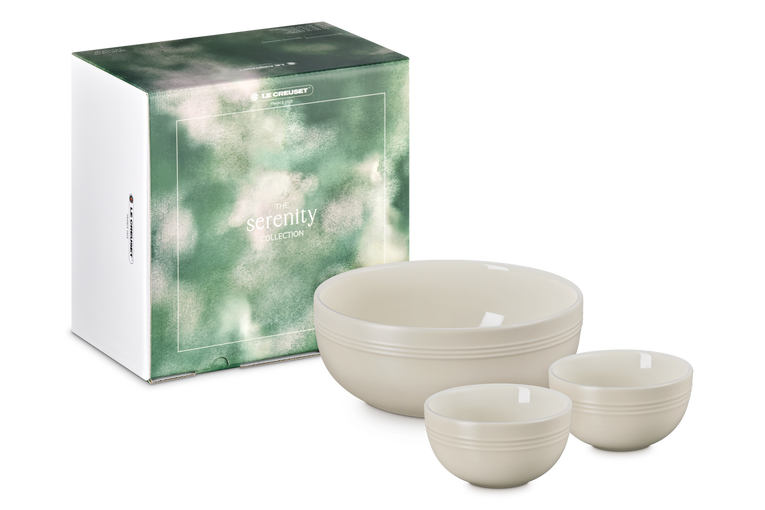Le Creuset Stoneware Set of 3 Serving Bowls: Brioche
