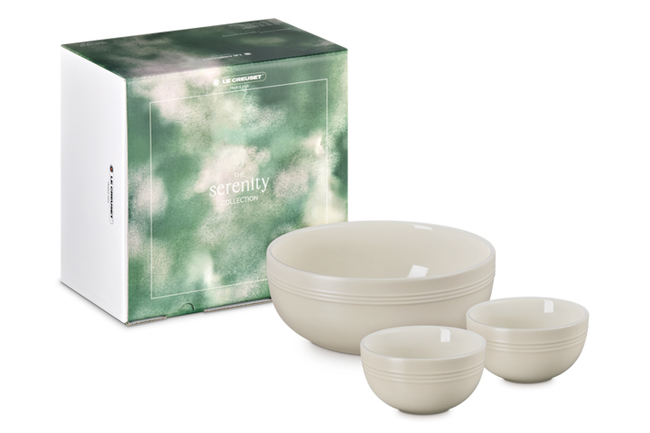 Le Creuset Stoneware Set of 3 Serving Bowls: Brioche