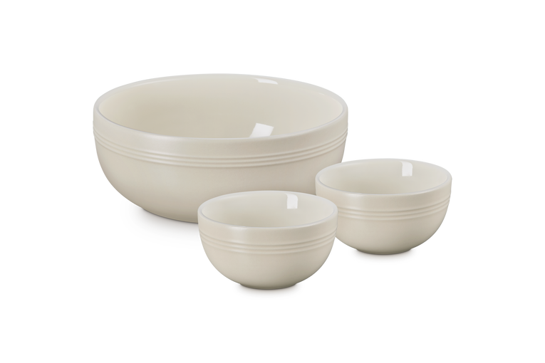 Le Creuset Stoneware Set of 3 Serving Bowls: Brioche