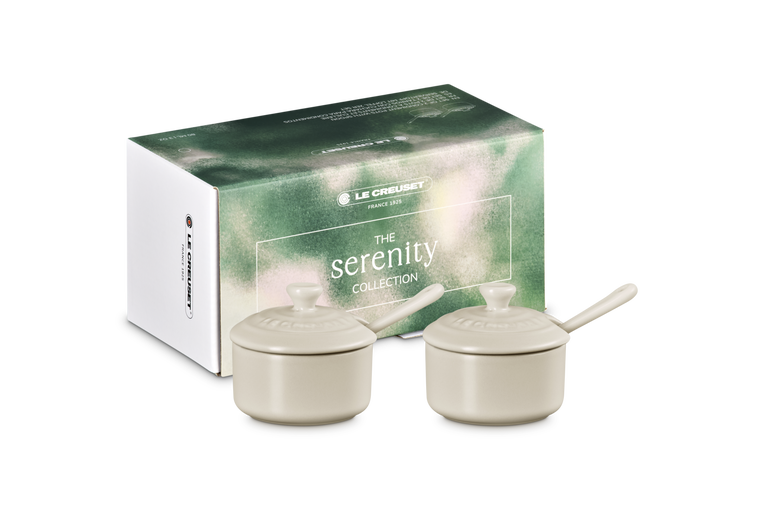 Le Creuset Set of 2 Condiment Pots with Spoons: Brioche