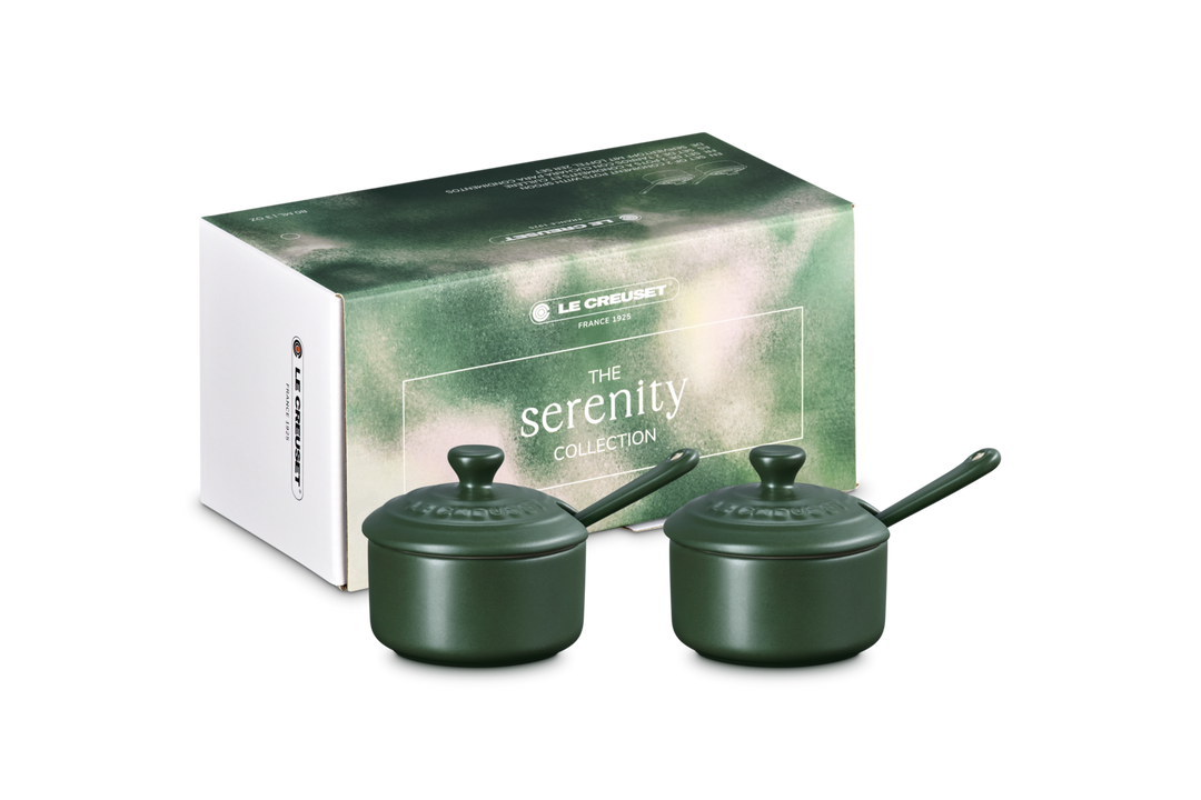 Le Creuset Set of 2 Condiment Pots with Spoons: Foret