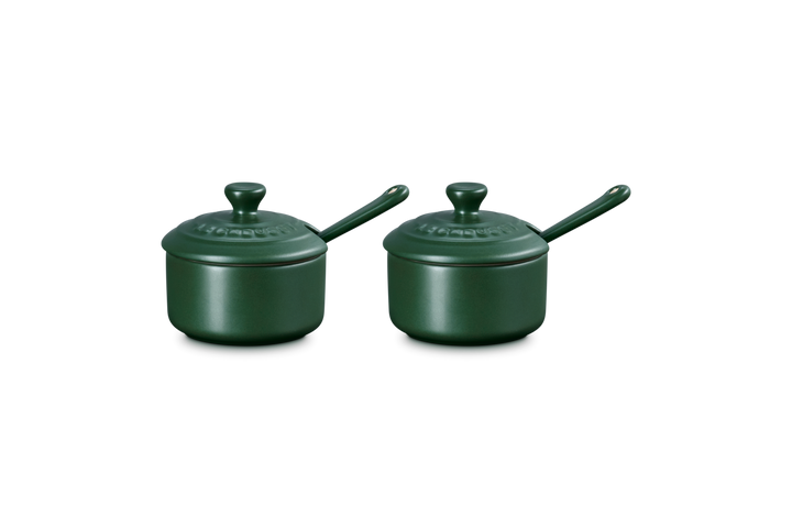 Le Creuset Set of 2 Condiment Pots with Spoons: Foret