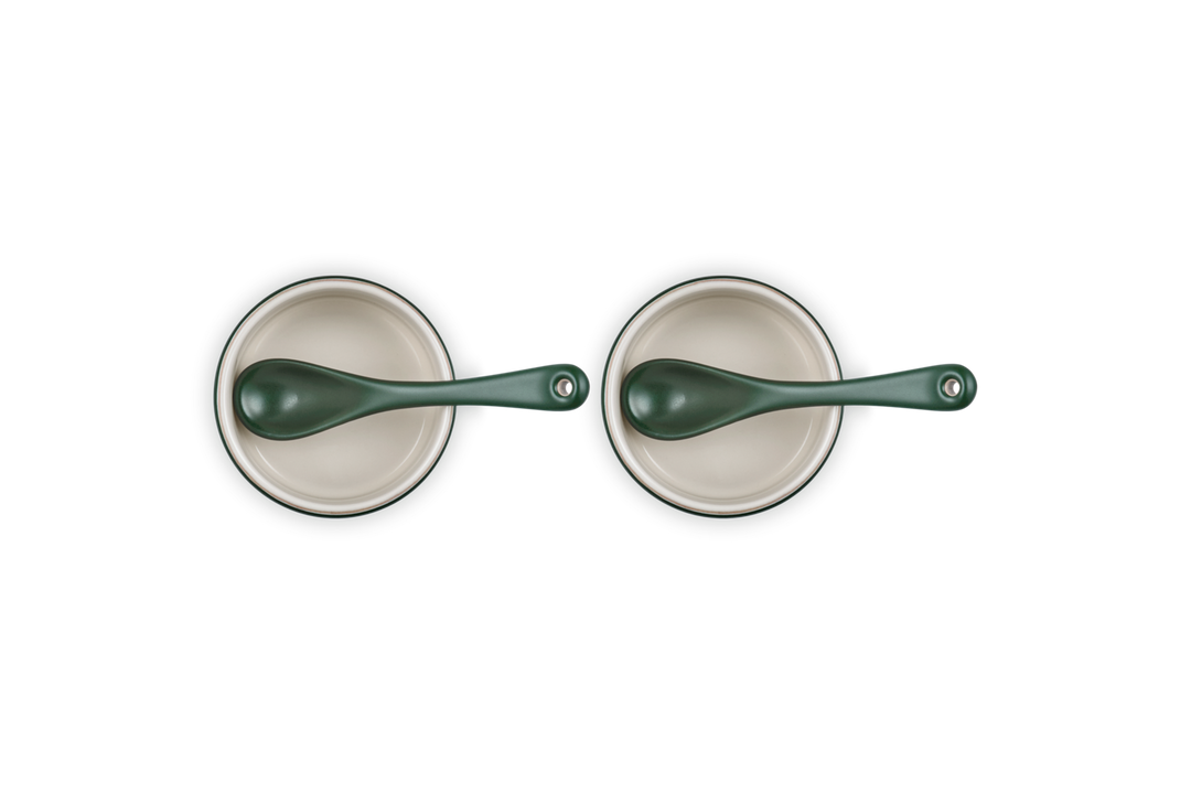 Le Creuset Set of 2 Condiment Pots with Spoons: Foret