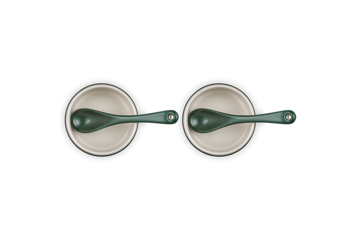 Le Creuset Set of 2 Condiment Pots with Spoons: Foret