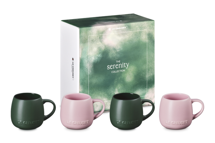 Four Le Creuset mugs in a &