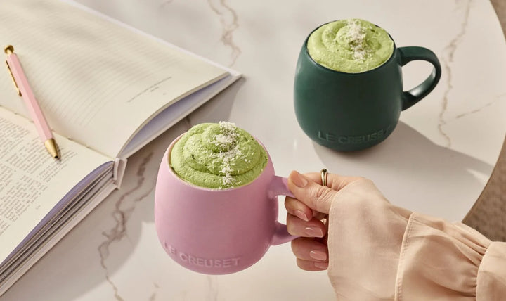 Le Creuset Set of 4 Coupe Mugs: Foret &amp; Sugar Pink
