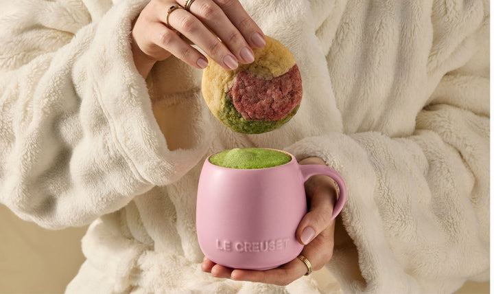 Le Creuset Set of 4 Coupe Mugs: Foret &amp; Sugar Pink