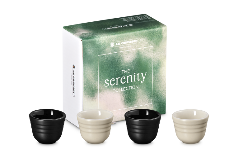 Le Creuset Set of 4 Egg Cups: Brioche &amp; Matte Black