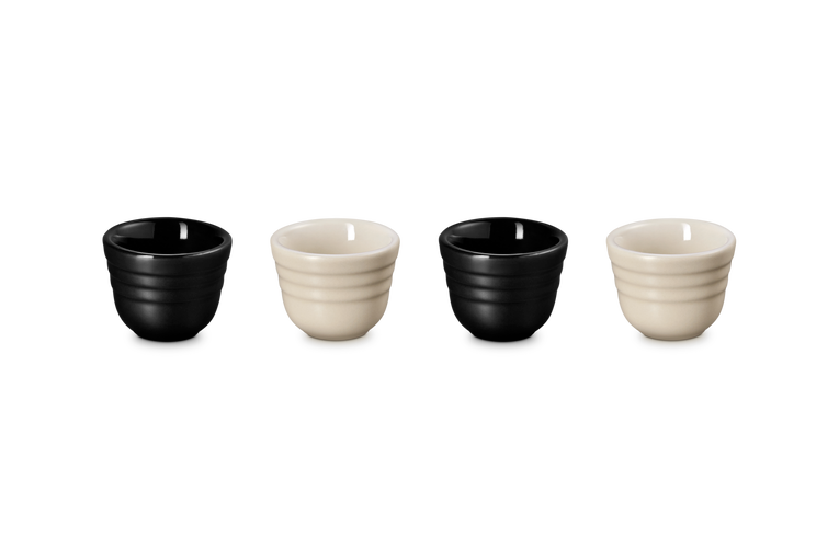 Le Creuset Set of 4 Egg Cups: Brioche &amp; Matte Black