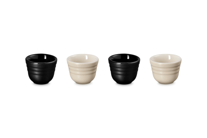 Le Creuset Set of 4 Egg Cups: Brioche &amp; Matte Black