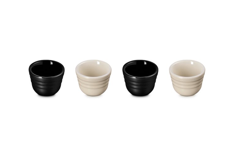 Le Creuset Set of 4 Egg Cups: Brioche &amp; Matte Black