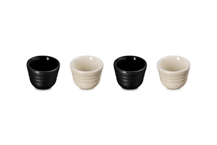 Le Creuset Set of 4 Egg Cups: Brioche &amp; Matte Black