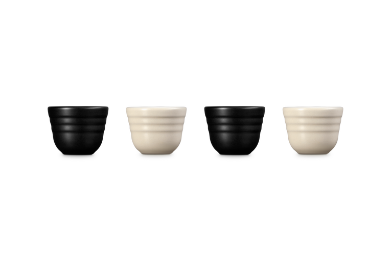 Le Creuset Set of 4 Egg Cups: Brioche &amp; Matte Black