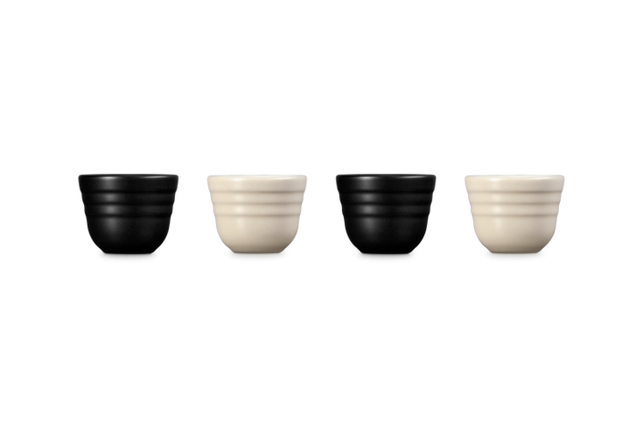 Le Creuset Set of 4 Egg Cups: Brioche &amp; Matte Black