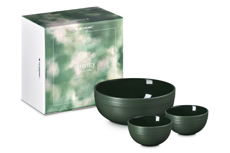 Le Creuset Stoneware Set of 3 Serving Bowls: Foret