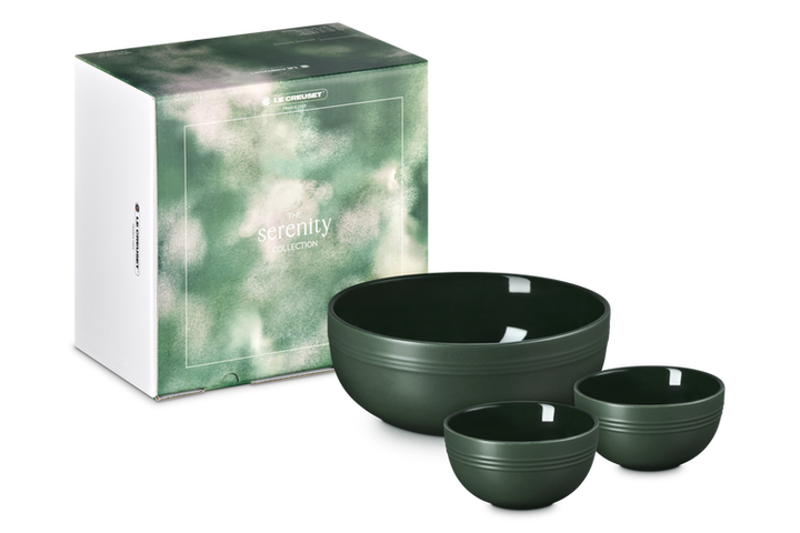 Le Creuset Stoneware Set of 3 Serving Bowls: Foret