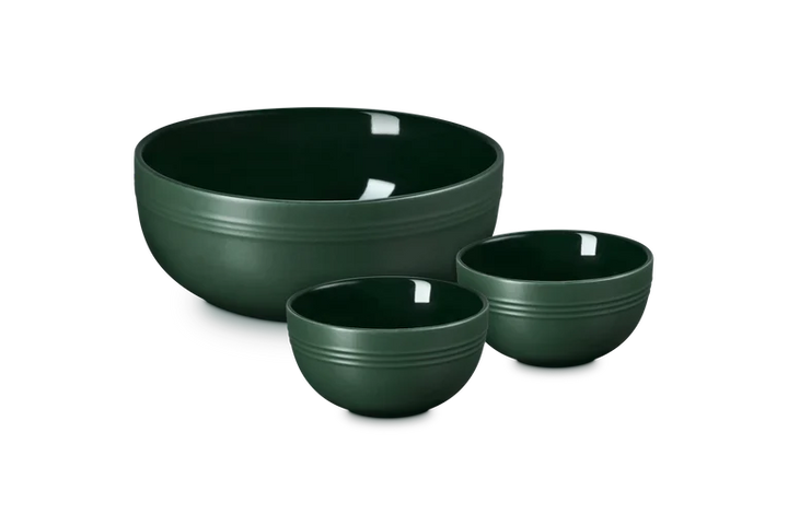 Le Creuset Stoneware Set of 3 Serving Bowls: Foret