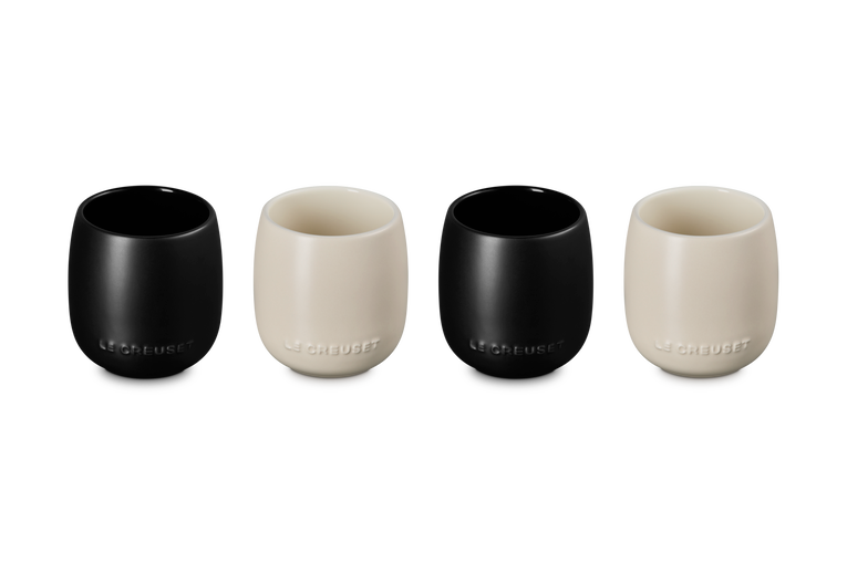 Four le creuset ceramic tumblers in Brioche &amp; Matte Black
