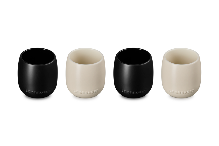 Four le creuset ceramic tumblers in Brioche &amp; Matte Black