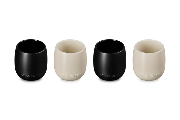 Four le creuset ceramic tumblers in Brioche &amp; Matte Black