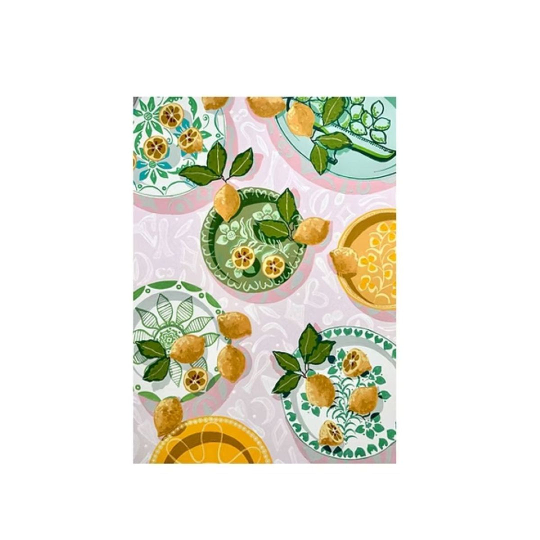 Lemons Linen Tea Towel