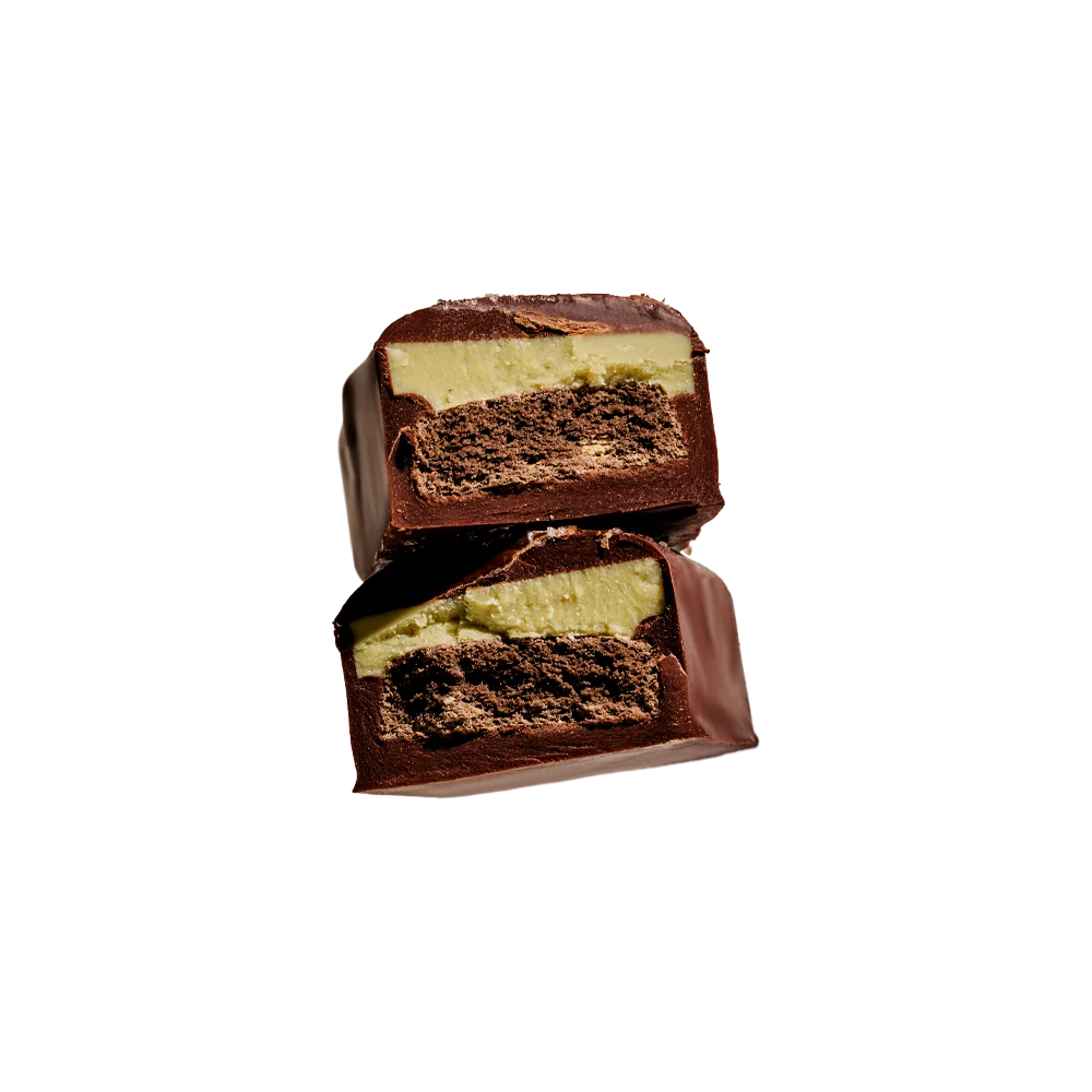 Inside of a loco love peppermint cookie crunch chocolate bar