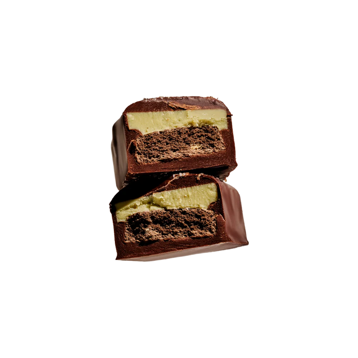 Inside of a loco love peppermint cookie crunch chocolate bar