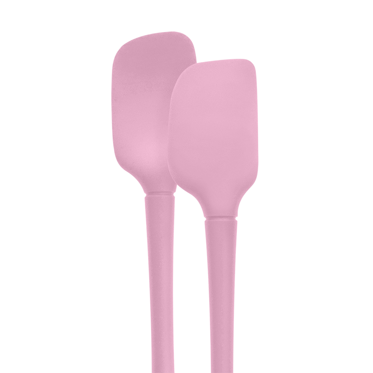 Two pink silicone spatulas on a white background