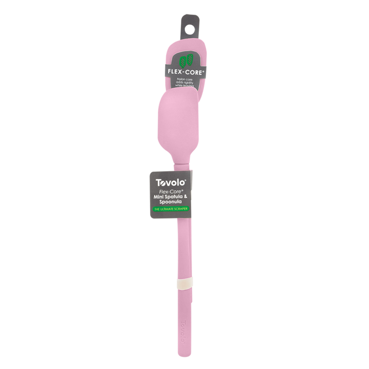 Pink spatula with Tevolo branding on a white background