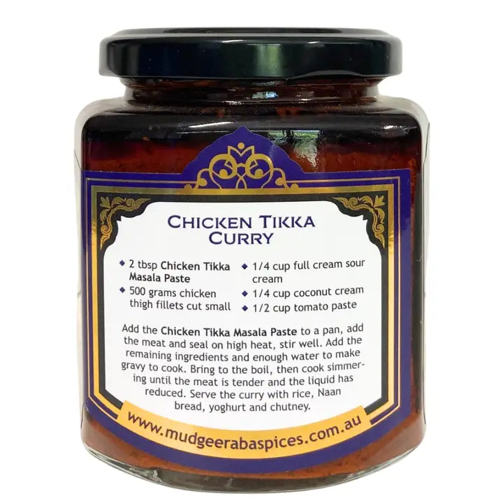 Jar of Chicken Tikka Curry with label on a white background