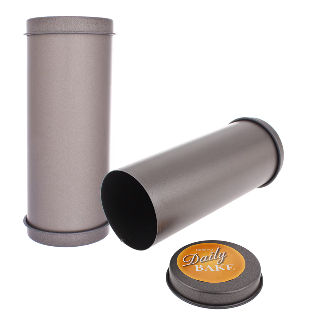 Two nut loaf tins with a lid labeled &