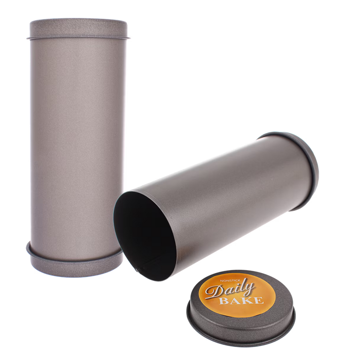 Two nut loaf tins with a lid labeled &