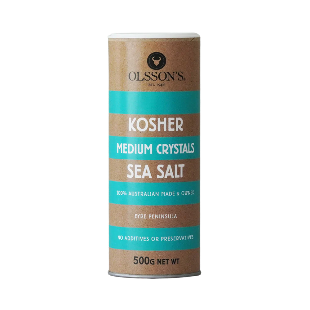 Olsson's kosher sea salt canister on a white background