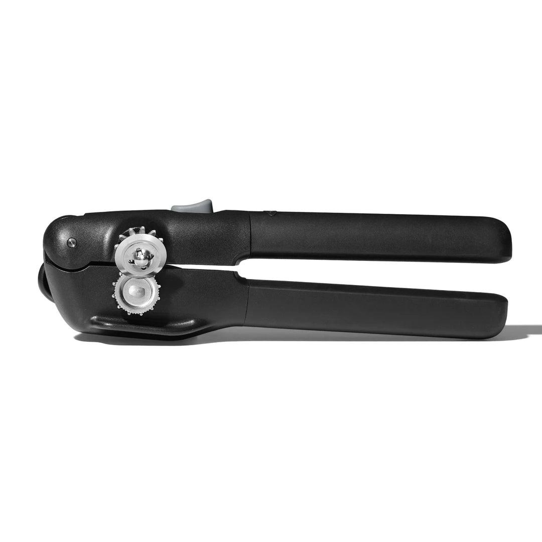 Black can opener on a white background