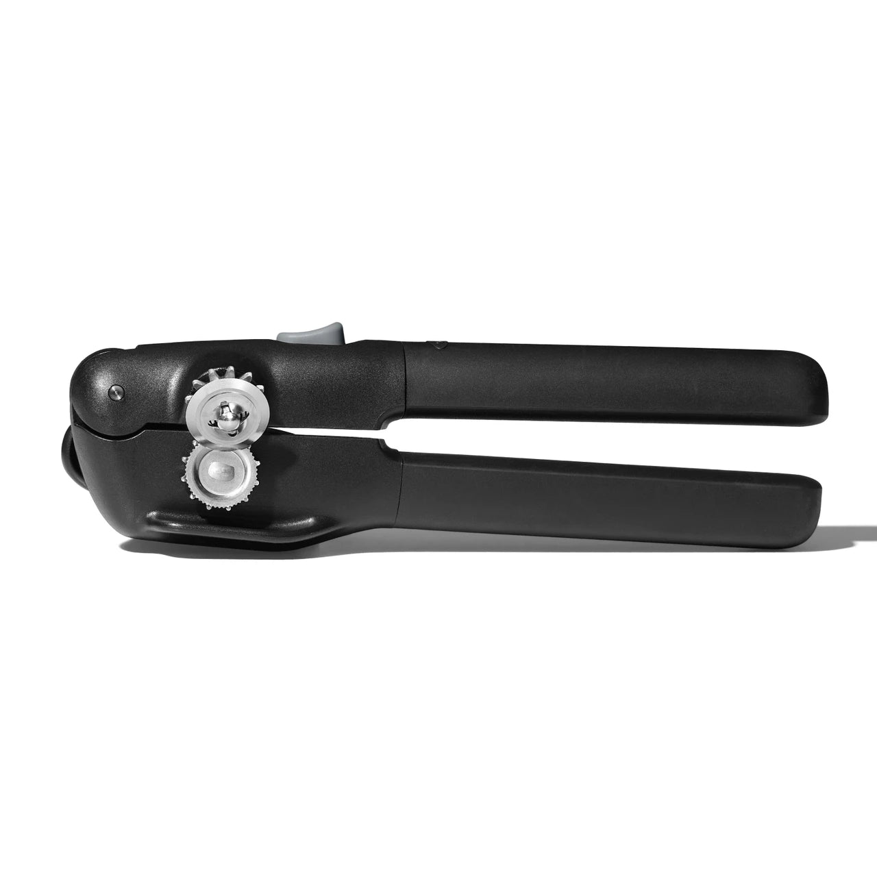 Black can opener on a white background