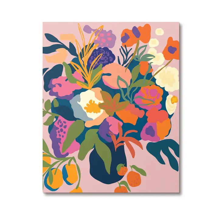 Colorful floral design on a pink background