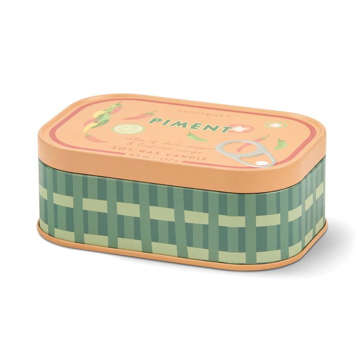 Rectangular tin with a checkered design and &