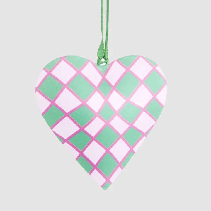 Pink &amp; Green Heart Ornament