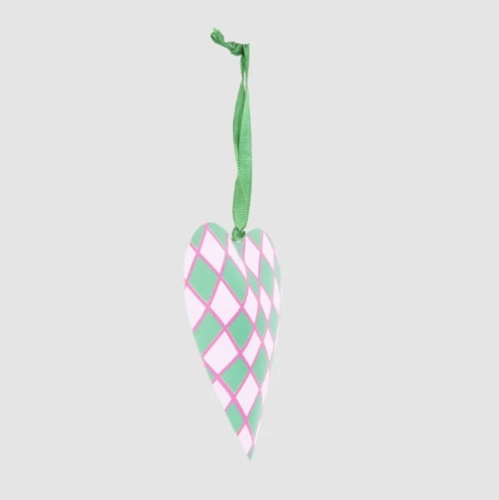 Pink &amp; Green Heart Ornament
