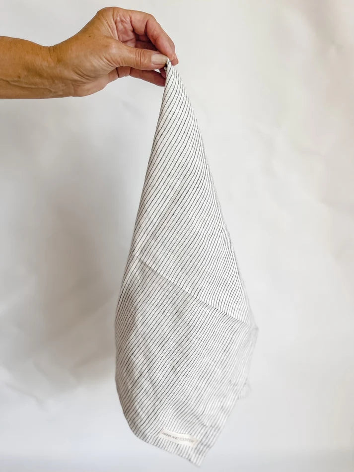 Mama & Tochter Pure French Linen Tea Towel: Pinstripe