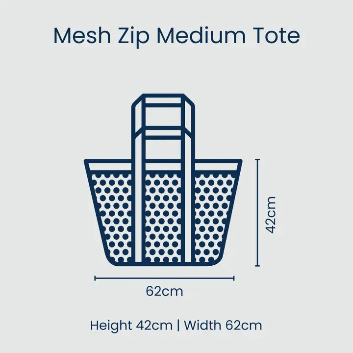 Sizing details of the medium mesh tote