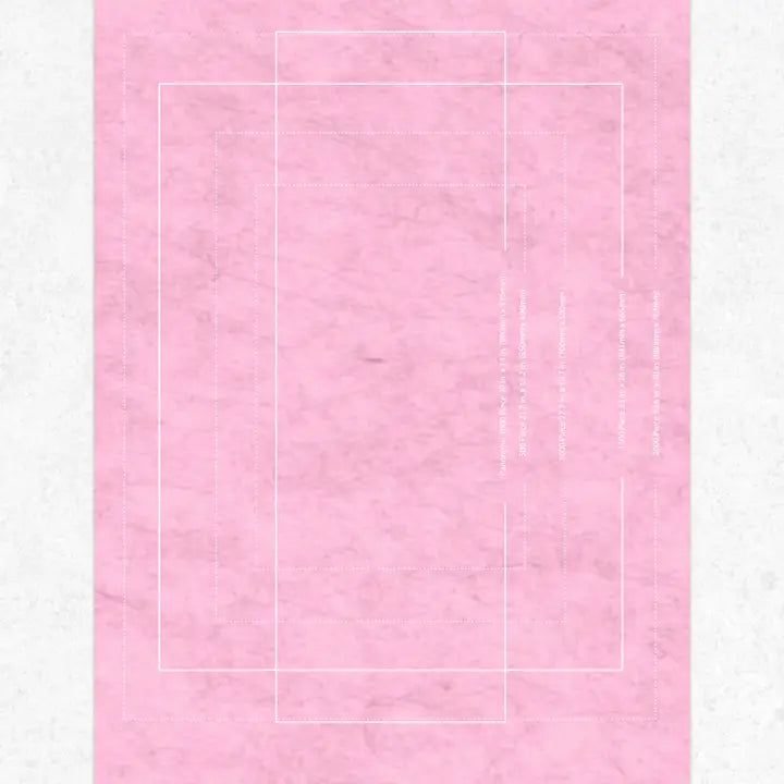A pink textured jigsaw mat with a white geometric frame design and placeholder text on a light gray background.