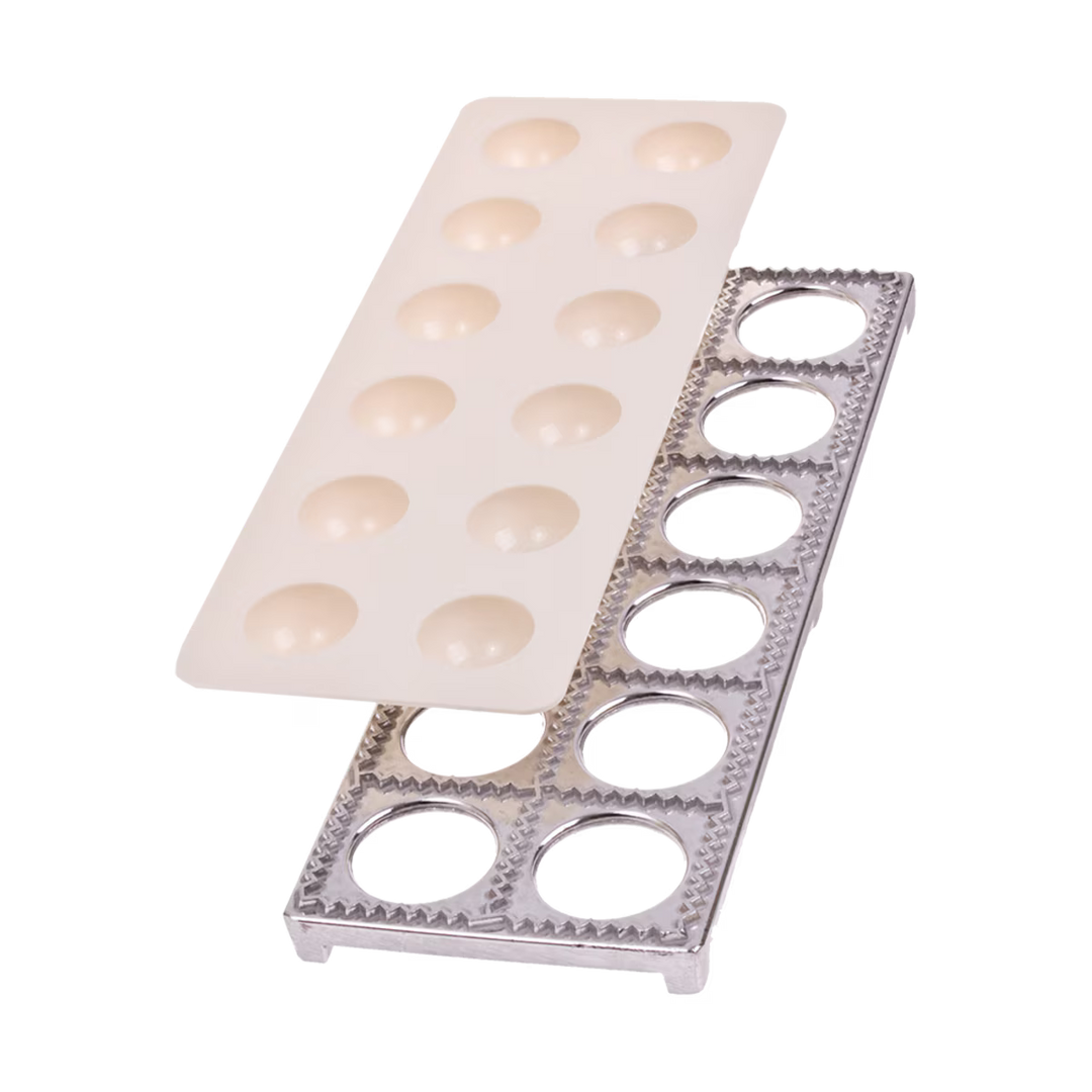 Ravioli mold with white background