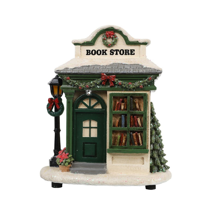 Resin Light-Up Village House with Book Shop