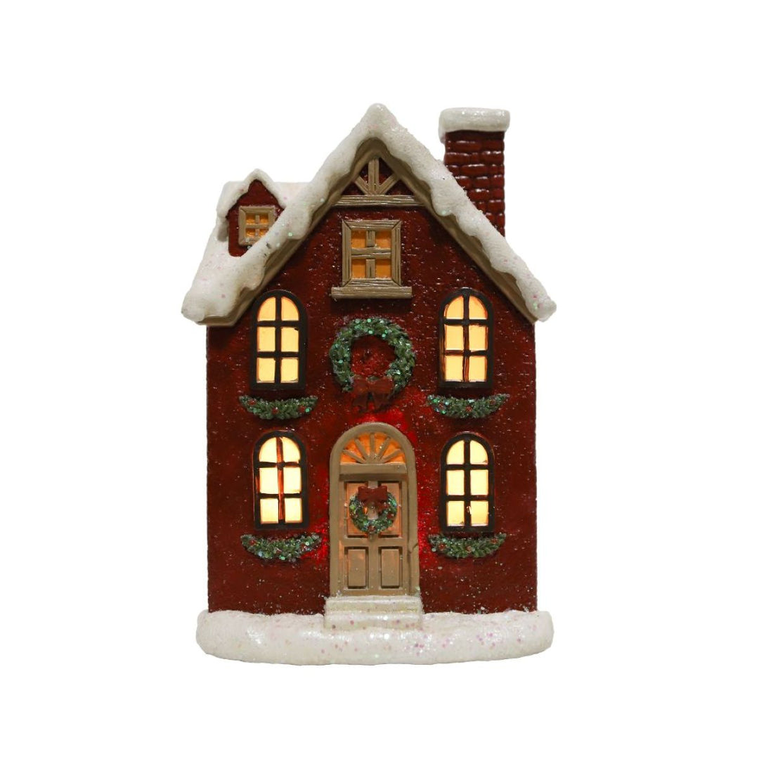 Resin Light-Up Village Brick House
