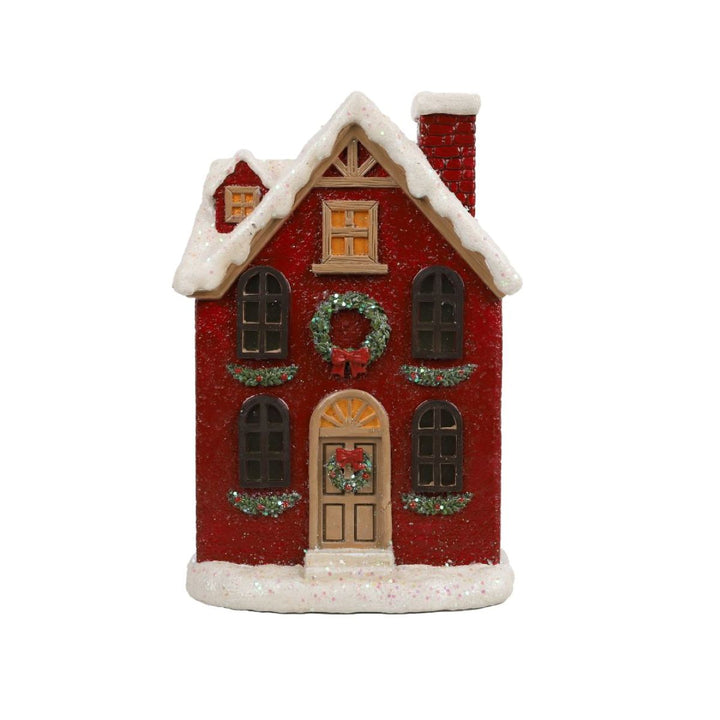 Resin Light-Up Village Brick House