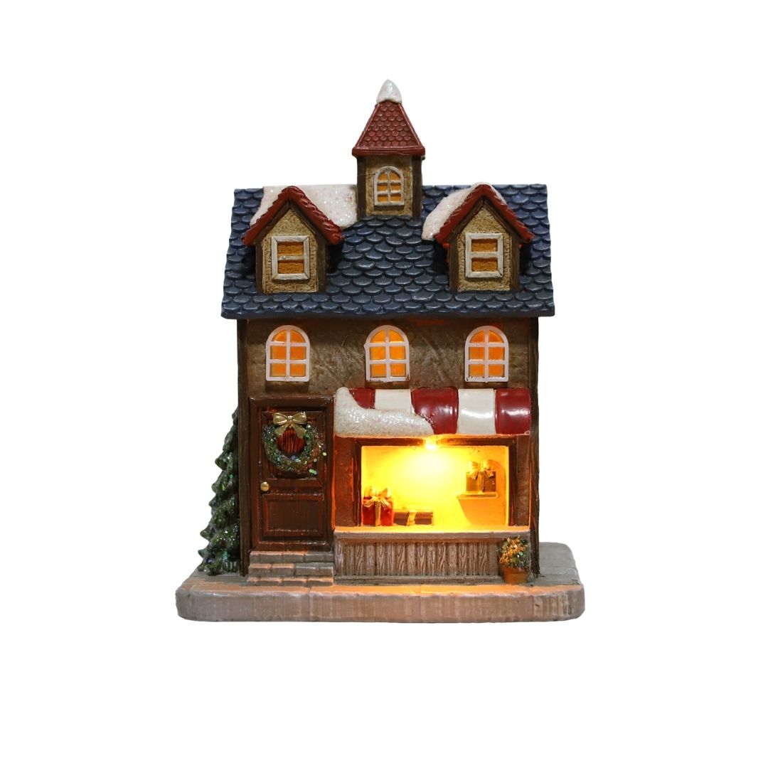 Resin Light-Up Village House with General Store