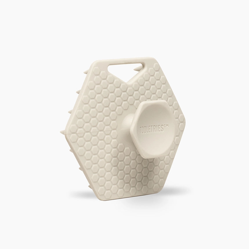 Hexagonal textured scalp scrubber with &