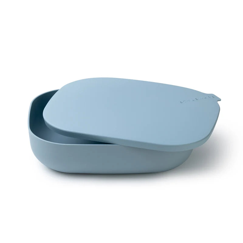 A light blue plastic lidded container with a matching inner tray, shown on a clean white background.